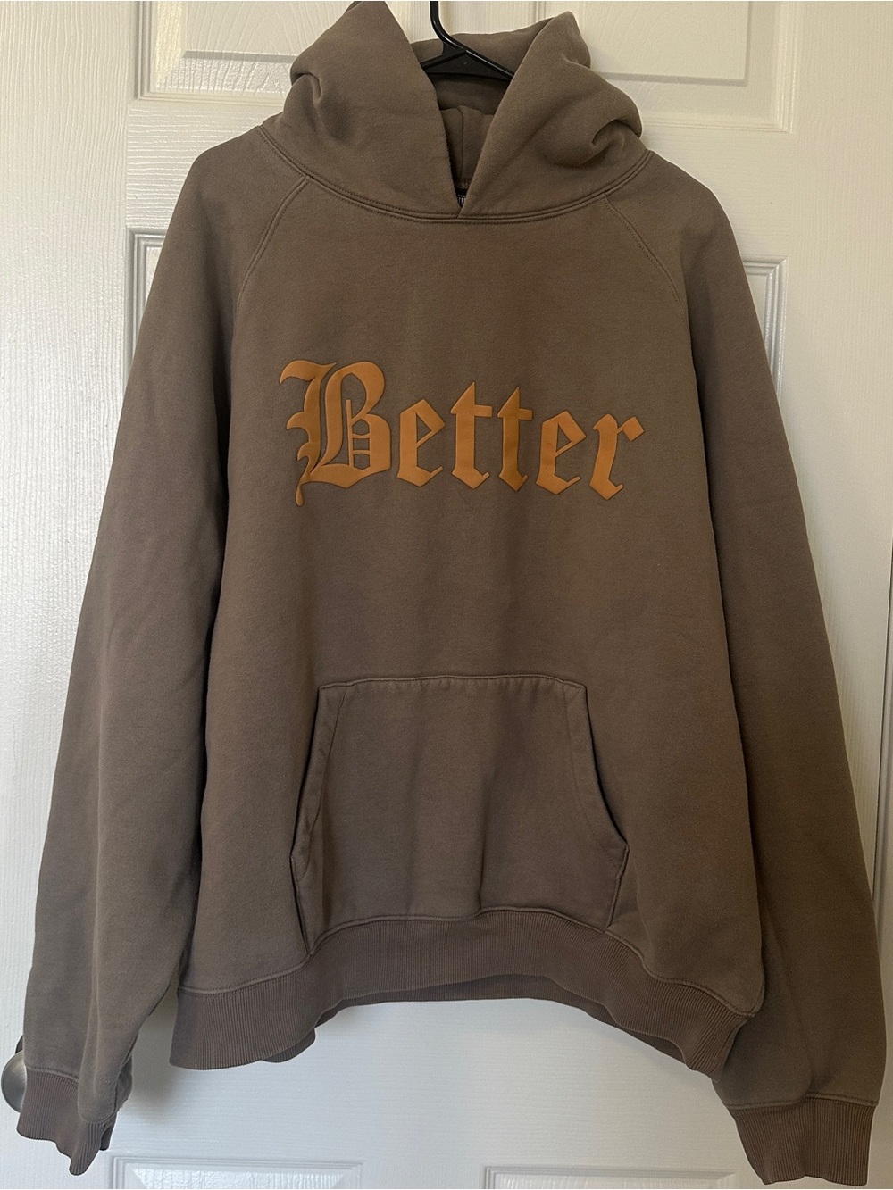 Better Graphic Hoodie Sweatshirt Brown Gray Mens Large Gym Athletic Streetwear